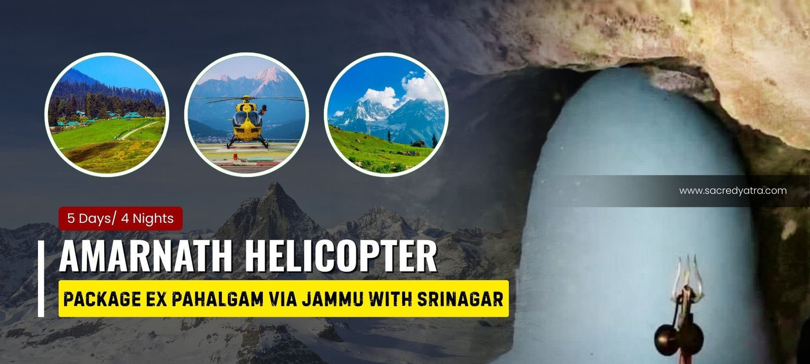 Amarnath Helicopter Package Ex Pahalgam Via Jammu with Srinagar