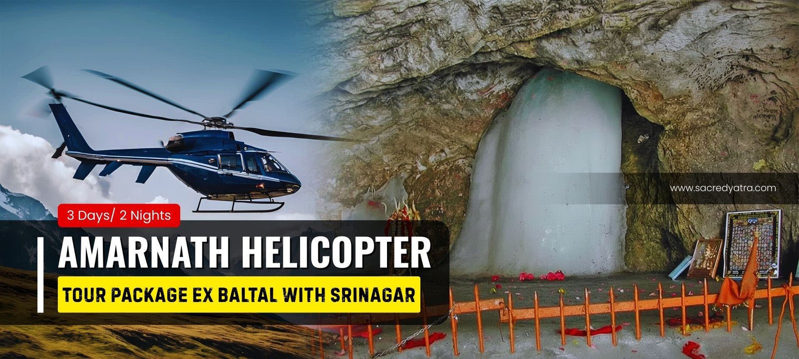 Amarnath Helicopter Tour Package Ex Baltal with Srinagar